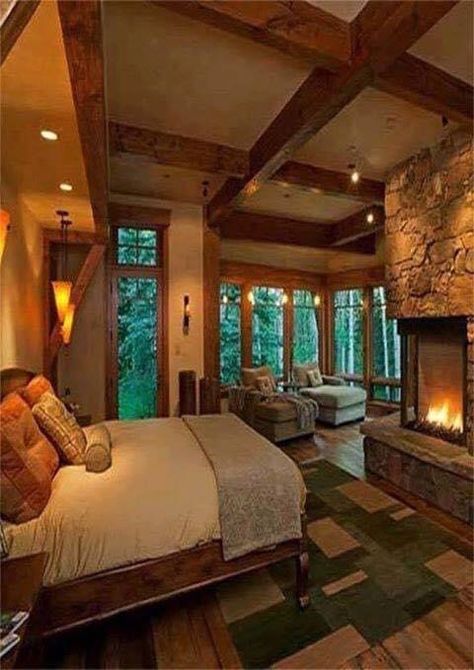 Snow Cottage, Unique Bedroom Ideas, Winter Chalet, Holiday Houses, Cozy Rooms, Primary Suite, Modern Luxury Bedroom, Cabin Living, Decoration Inspiration