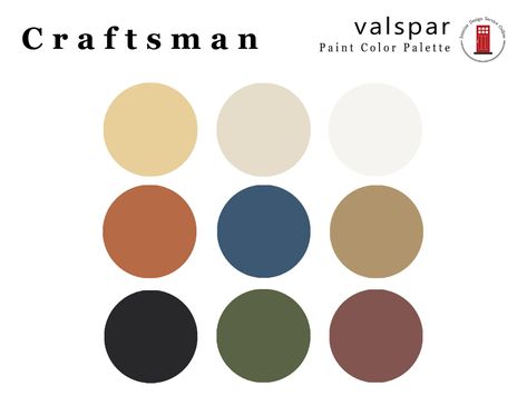 Valspar Warm Paint Scheme Craftsman Valspar Paint Palette | Etsy Craftsman Paint Colors, Whole House Paint Palette, House Paint Palette, Craftsman Interior Design, Interior Paint Palettes, Color Palette Warm, Valspar Paint Colors, Exterior Paint Schemes, Valspar Paint