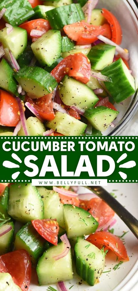 Cucumber And Tomato Salad, Cucumber And Tomato, Avocado Dessert, Tomato Salad Recipes, Summer Sides, 4th Of July Food, Cucumber Tomato Salad, Bbq Sides, Summer Foods