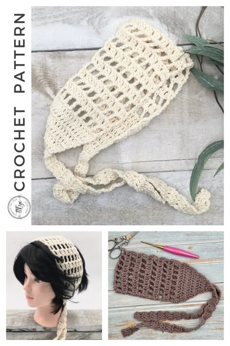 Crochet Scarf Boho Style, Crochet Hippie Headband, Crochet Hair Bands Free Patterns, Crochet Head Accessories, Crochet Head Scarf Pattern Free, Crochet Head Scarf Pattern, Head Scarf Crochet, Crochet Bandana Pattern, Crochet Hair Scarf