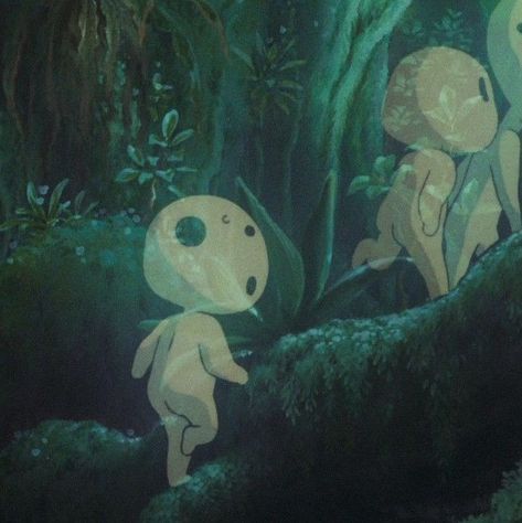 Princess Mononoke Aesthetic, Ghibli Green, Ghibli Widget, Kodama Tattoo, Wallpaper Ghibli, Ghibli Icons, Ghibli Studios, Studio Ghibli Background, Studio Ghibli Characters