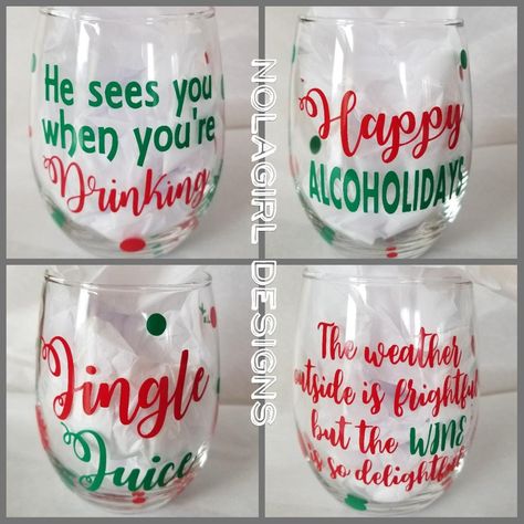 Christmas Wine Glass, Christmas Party Favor, Jingle Juice, Set of Glasses, Stemless wine glass, Cocktails, Santa, Co-worker, Housewarming Christmas Friends Party, Friends Party Favors, Christmas Party Friends, Holiday Wine Glasses, Jingle Juice, Wine Glass Christmas, Funny Wine Glasses, Wine Glass Sayings, Christmas Wine Glasses