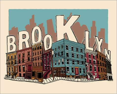 Brooklyn sees boom in new rental development Hero Design, Landmarks Art, Decoration Restaurant, Hero Poster, I Love Ny, Landscape Poster, Illustrated Map, Cool Posters, New Yorker