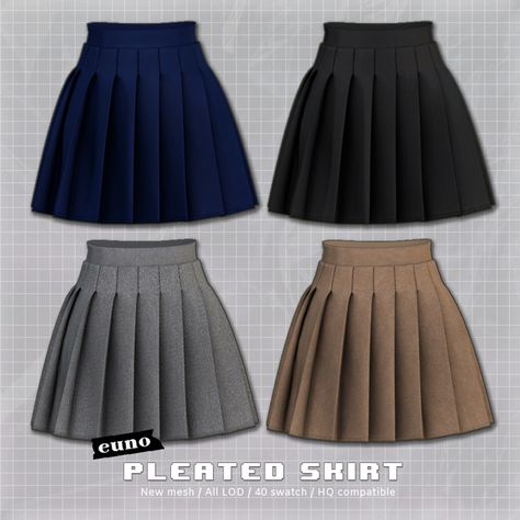 Pleated skirt | euno sims sur Patreon Euno Sims, Sims4 Cc Patreon, Cc Patreon, Sims 4 Tsr, Sims 4 Black Hair, The Sims 4 Pc, Pelo Sims, Sims 4 Cc Shoes, Free Sims 4