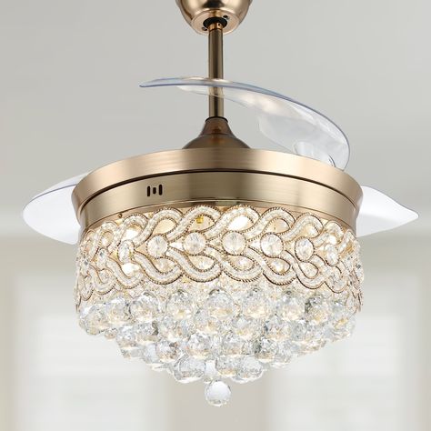 Elegant Ceiling Fans, Gold Fandelier Ceiling Fan, Fancy Ceiling Fan, Victorian Light Fixtures, Elegant Ceiling Fan, Retractable Ceiling Fan, Fan Chandelier, Indoor Ceiling Fans, Bedroom Stuff