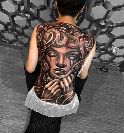 Full back piece with medusa style only @thelifeink bali Full Back Tattoo, Full Back Tattoos, Back Piece, Back Pieces, Back Tattoos, Back Tattoo, Bali, Tattoos, Quick Saves