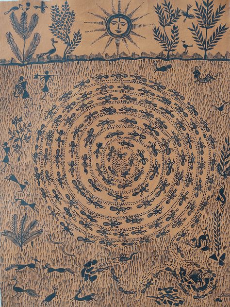 The ants live in the forests and that is shown in warli art. Ants Illustrations, Ant Art, Warli Art, Virtual Art, Insect Art, Artsy Fartsy, Pretty Art, Ants, Drawing Inspiration