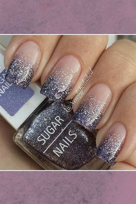 Silver Sparkle Nails, Glam Ideas, Ombre Nail Art Designs, Ombre Nails Glitter, Valentine Nails, Ombre Nail Designs, Nail Art Ombre, Glitter Art, Nails Polish