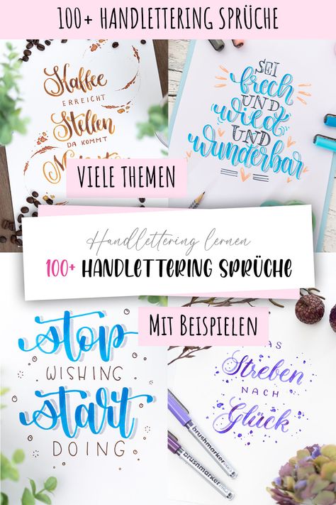 Entdecke über 100 großartige Handlettering Sprüche! Die verschiedenen Themen machen sofort Lust darauf, eigene Handletterings umzusetzen. Viel Spaß beim stöbern. 😍 Handlettering Inspiration, Handlettering Quotes, Hand Lettering, Doodles, Quotes, Pins