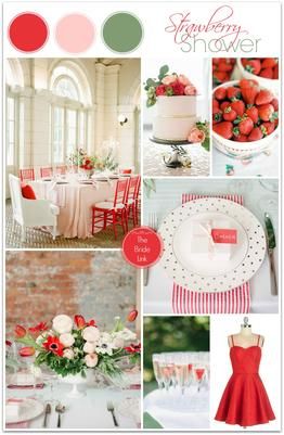 Strawberry Themed Wedding Shower Inspiration | Bride Link Wedding Colors Spring, Strawberry Wedding, Strawberry Drink, Wedding Strawberries, Strawberry Kitchen, Wedding Shower Themes, Wedding Themes Summer, Strawberry Baby, Spring Red