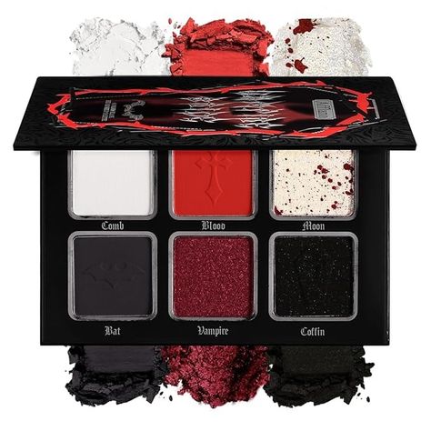 Amazon.com : Black Red Eyeshadow Palette, Highly Pigmented True Red White Dark Grey Goth Smoky Eyeshadow Palette, 6 Color Matte Shimmer Burgundy Metallic Halloween Makeup Palette for Zombie Vampire Clown,Blendable : Beauty & Personal Care Vampire Clown, Red Eyeshadow Palette, Smoky Eyeshadow, Vampire Makeup, Zombie Vampire, Red Eyeshadow, Black Eyeshadow, Pigment Eyeshadow, True Red