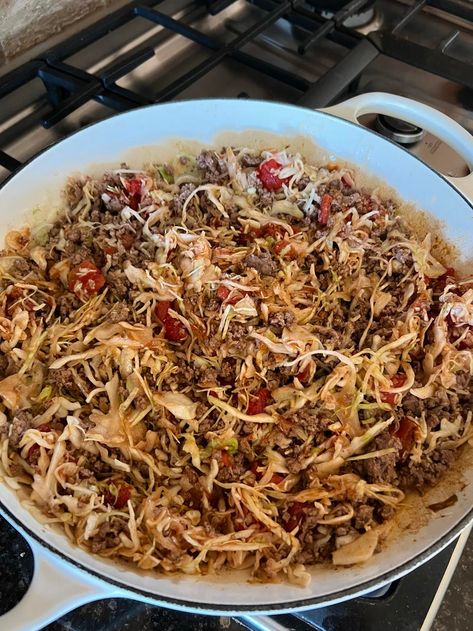 What To Make With Shredded Cabbage, Taco Cabbage Skillet, Recipes Using Shredded Cabbage, Mexican Cabbage Recipes, Cabbage Bowl Recipe, Recipes With Shredded Cabbage, Cabbage And Hamburger Recipes, Shredded Cabbage Recipes, Mexican Cabbage