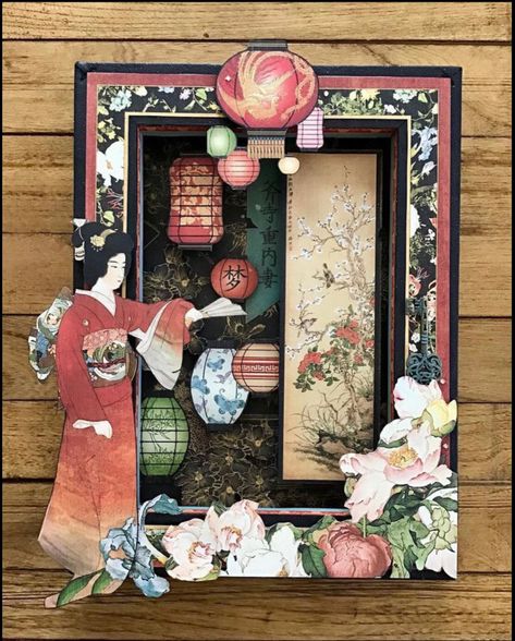 Paper Shadow Box Art, Circus Crafts, Asian Cards, Tissue Paper Crafts, Altered Canvas, Bird Song, Cool Paper Crafts, Shadow Box Art, Paper Designs