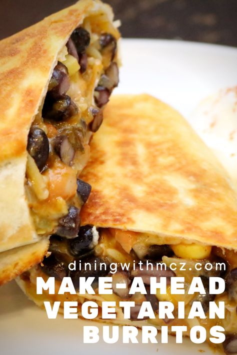 Easy Vegetarian Burrito, Burittos Recipes Vegetarian, Make Ahead Camping Food Vegetarian, Freezer Burritos Vegetarian, No Meat Burrito, Cold Burritos For Lunch, Vegetable Burrito Recipe, Burritos Recipe Vegetarian, Vegetarian Burritos Recipe