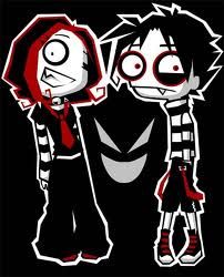 Vampirefreaks Goth vampire girl with her Vampire Goth BBF Cartoon Characters, Red, White, Black