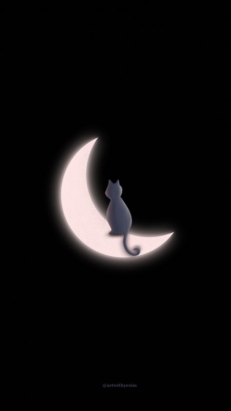 #wall #wallpaper #cats #catlover #moon #aesthetic #animals Cat And Moon Wallpaper, Cat Moon Wallpaper, Moon Cat Wallpaper, Cat Black Wallpaper, Acab Tattoo, Wallpaper Gatos, Aesthetic Animals, Cute Panda Cartoon, Wallpaper Cats