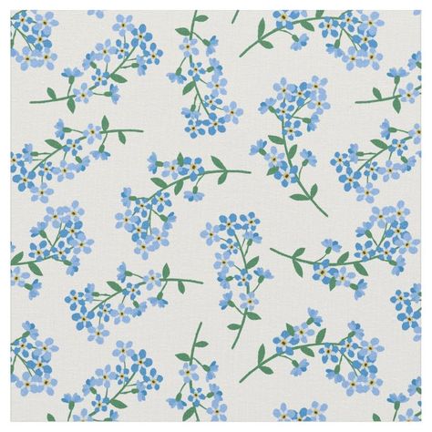 Shabby chic floral fabric with a pattern of forget me not flowers in blue against a white background. Forget Me Not Flowers, Light Blue Flowers, Floral Iphone, Summer Gifts, Patterned Sheets, Diy Template, Pretty Prints, Template Ideas, Pattern Fabric