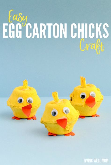 Egg Carton Chicks are cute Easter or springtime decorations or simply as a cute homemade toy for kids! Chicks Craft, Egg Hatching, Easter Crafts For Toddlers, Fun Summer Crafts, Animal Learning, Easter Arts And Crafts, Eco Kids, Eco Friendly Kids