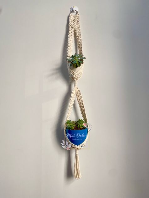 Macrame Hanging Planter Pattern, Double Macrame Plant Hanger Pattern, Double Macrame Plant Hanger Diy, Macrame Small Plant Hanger, Macrame Double Plant Hanger, Double Macrame Plant Hanger, Double Plant Hanger, Diy Macramé, Wall Hanging Decorations