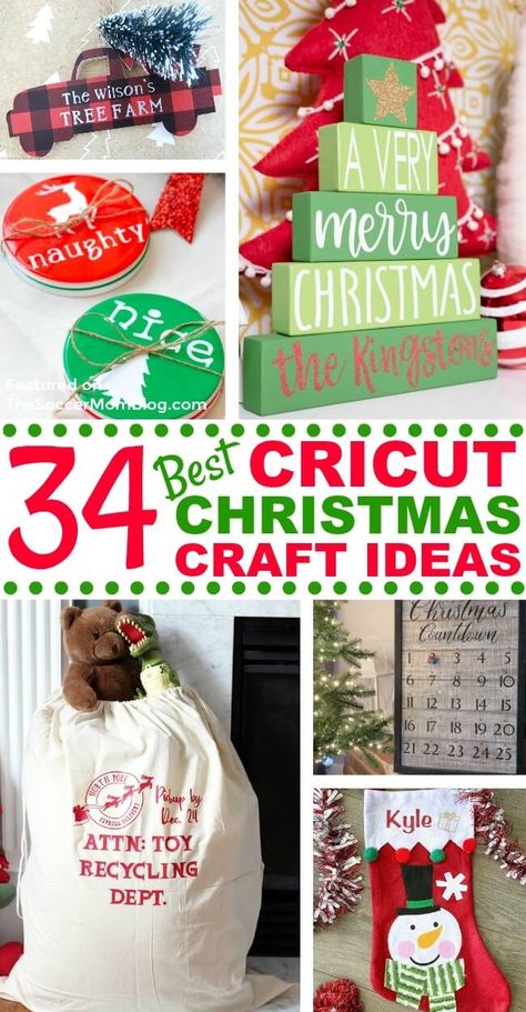 An inspiring collection of the best Cricut Christmas crafts from the most talented DIY bloggers on the web! Learn how to make personalized ornaments, stockings, pajamas, and more with these brilliant Cricut Christmas craft ideas! Cricut Christmas Crafts, Cricut Christmas Ideas, Christmas Cricut, Christmas Craft Ideas, Cricut Christmas, Diy Holiday Gifts, Christmas Coasters, Cadeau Diy, Crafts Christmas