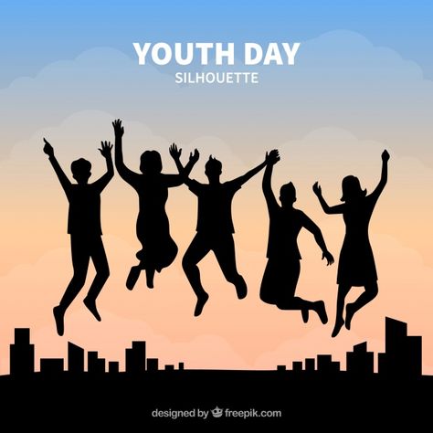 Youth Day background with silhouettes. Download this free vector now! #Freepik #freevector #freebackground #background #InternationalYouthDay Youth Day Poster, World Youth Day, Inspiration Collage, International Youth Day, Moments Quotes, Youth Day, Jr High, Quotes Poster, Day Background