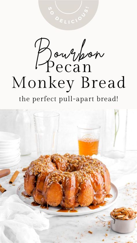 Sweet and warming Bourbon Pecan Monkey Bread. It’s the perfect sticky pull-apart bread year long, but especially during the colder months. Simple sweet dough made without eggs, rolled in a simple cinnamon sugar, and baked in a bundt pan with a delicious bourbon pecan sauce. There’s just SO much to love here! Pecan Monkey Bread, Pull Apart Recipes, Bread Proofer, Pecan Sauce, Pecan Bread, Bakers Table, Bourbon Sauce, Sweet Dough, Bread Baker