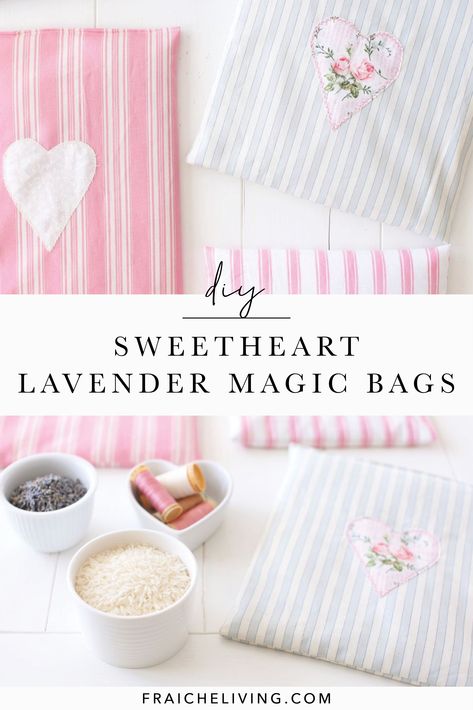 Diy Magic Bag, Lavender Magic, Christmas Gift Diy, Fraiche Living, Heat Bag, Magic Bag, Heart Shaped Cookies, Rice Bags, Fabric Heart