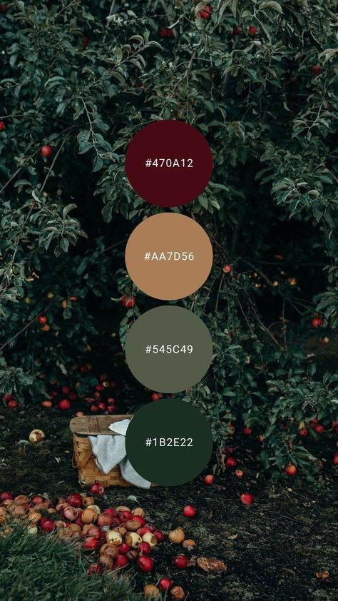 Green Fall Palette, Apple Green Colour Palette, Dark Botanical Color Palette, Dark Green And Gold Colour Palette, Colour Palette With Dark Green, Moody Red Color Palette, Wine Green Aesthetic, Dark Green Red And Gold Wedding, Fall Wedding Colors Dark Green