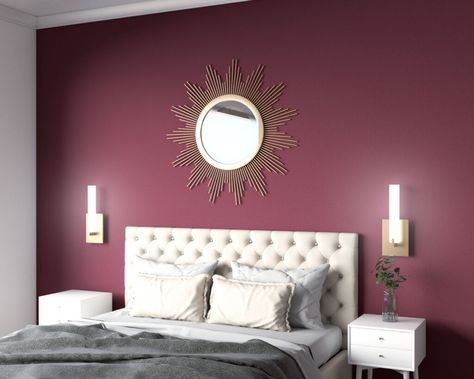 Burgundy Accent Wall, Burgundy Bedroom Ideas, Burgundy Bedroom, Rustic Style Bedroom, Red Bedroom Design, Burgundy Living Room, Vintage Bedroom Styles, Next Living Room, Burgundy Walls