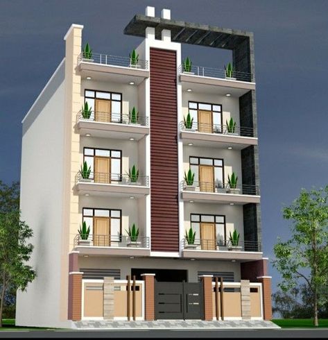 3 Storey Apartment Design, Apartment Building Layout, Entrance Decor Ideas, Apartment Exterior Design, Small Apartment Building Design, Residential Building Plan, Door Decor Ideas, Modern Front Porch, Building Front Designs