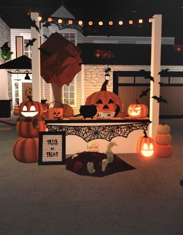 Halloween Decorations Outdoor Candy Table, Halloween Outdoor Table Setup, Halloween Outdoor Candy Table, Driveway Trick Or Treat Table, Halloween Trick Or Treat Porch Ideas, Halloween Stand Decor, Trick Or Treat Stand Ideas, Garage Trick Or Treat, Halloween Street Party Ideas