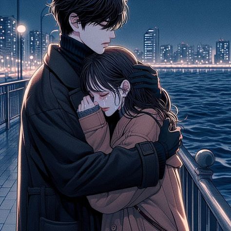 Anime Couple Hug, Couple Digital Art, How To Draw Tears, Anime Couples Hugging, Hug Art, Boy And Girl Drawing, Anime Art Books, Anime Drawings For Beginners, Hug Illustration