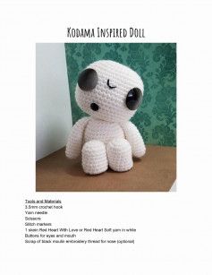 Kodama Inspired Doll Crochet Garland, Crochet Pattern, Crochet Patterns, Dolls, Crochet, Pattern