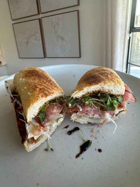 Prosciutto Brie Fig Sandwich Fig And Prosciutto Sandwich, Fig Brie Sandwich, Brie Recipes Sandwich, Brie And Fig Jam Sandwich, Brie Prosciutto Fig Sandwich, Prosciutto Fig Sandwich, Winter Sandwich Ideas, Brie Fig Sandwich, Baguette Sandwich Recipes