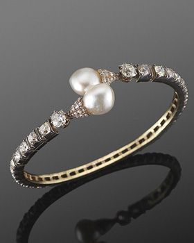 Pearl Diamond Bracelet, Pearl And Diamond Bracelet, Pearl And Diamond Bangle, Victorian Diamond Bracelets As Gift, Antique Pearl Bangles Gold, Luxury Victorian Diamond Bracelets, Luxury Vintage Pearl Bracelet, The Bling Ring, Buy Jewellery Online