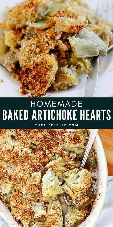 Bake Artichoke Oven, Artichoke Vegetarian Recipes, Artichoke Casserole Recipes Italian, Baked Crispy Artichoke Hearts, Cabbage And Artichoke Recipes, Artichoke Heart Casserole, Broccoli Artichoke Casserole, Artichoke Heart Appetizer, Baked Artichoke Hearts Casserole