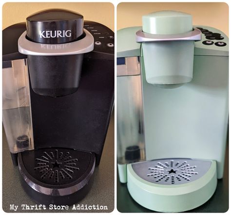 If you have a Keurig that works fine but has seen better days check out my DIY painting tutorial! Paint A Keurig, Keurig Hacks, Ninja Coffee Maker, Valentine Tablescape, Green Spray Paint, Vintage Valentines Decorations, Bountiful Baskets, Ninja Coffee, Painting Countertops