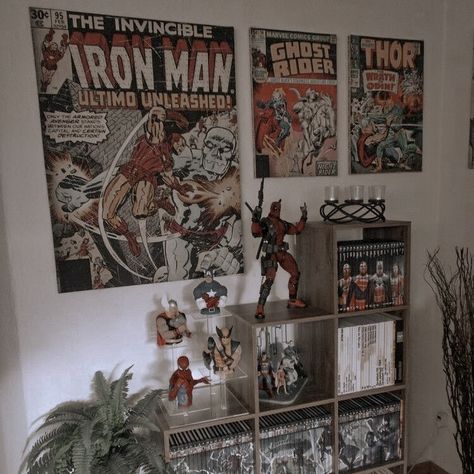 Nick Nelson Aesthetic, Nelson Aesthetic, Marvel Room Decor, Marvel Decor, Loren Hale, Marvel Bedroom, Comic Room, Marvel Room, Calloway Sisters