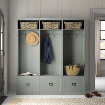 Farmhouse Hall Trees, Foyer Storage, Bench And Shoe Storage, Warm Inviting Home, Front Closet, Seating Bench, Shoe Cabinet Entryway, Sitting Bench, Entryway Closet