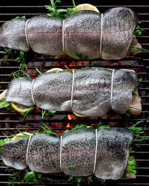 Whole Rainbow Trout Recipe Grilled, Whole Trout Recipes Grilled, Whole Grilled Fish, Stuffed Trout Recipes, Grilled Lake Trout Recipes, Smoked Steelhead Trout Recipe, Grill Trout Recipes, Grilled Trout Recipes In Foil, Grilled Rainbow Trout Recipe