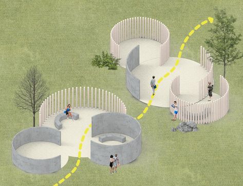 Conceptual Landscape Architecture, Public Area Landscape, Interactive Spaces In Campus, Outdoor Recreational Area, Public Pavilion Architecture, Roundabout Design Ideas, Recreational Spaces Architecture, Urban Landscape Design Public Spaces, Pavilion Architecture Public Spaces