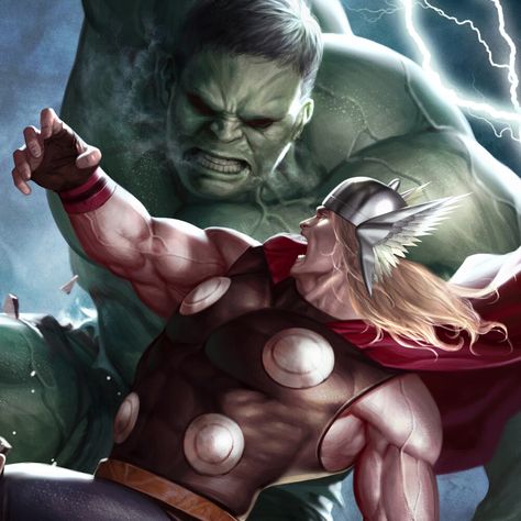 Hulk Vs Thor, Inhyuk Lee, Thor Art, Hulk Art, The Hulk, Marvel Comic Universe, Marvel Thor, Marvel Comic Character, Marvel Comic Books