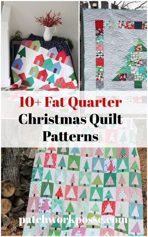 10+ Fat Quarter Christmas Quilt Patterns - Patchwork Posse Quilts Using Fat Quarters, Cloth Tutorial, Tree Quilt Pattern, Fat Quarter Quilt Pattern, Christmas Quilt Blocks, Quilt Borders, Ribbon Quilt, Border Ideas, Christmas Quilt Patterns