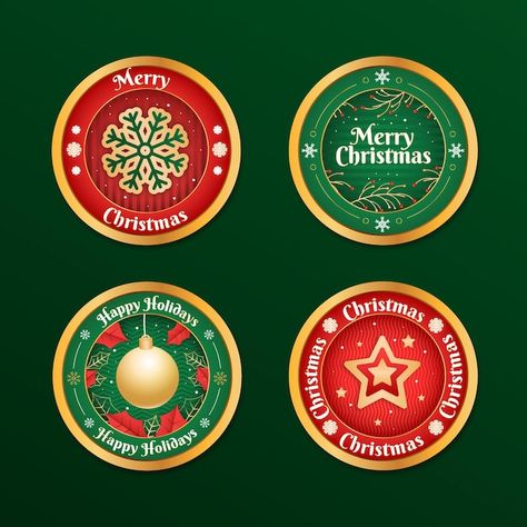 Free vector gradient christmas badges co... | Free Vector #Freepik #freevector #christmas-pack #christmas #christmas-collection #christmas-set Free Christmas Labels, Xmas Drawing, Christmas Badge, Vector Gradient, Christmas Labels, Married Christmas, Free Labels, Watercolor Christmas, Graphic Editing