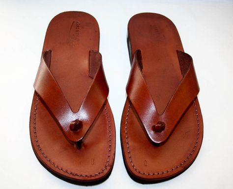 Brown cow leather men sandals Leather Sandals For Men, Jesus Sandals, Sandals For Men, Leather Sandals Handmade, Genuine Leather Sandals, Mens Leather Sandals, Leather Flip Flops, Flip Flop Shoes, Leather Slippers