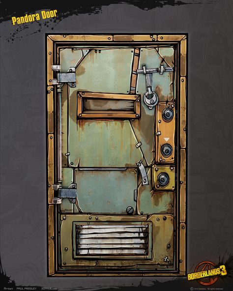 ArtStation - Doors, Paul Presley Diaroma Ideas, Cyberpunk Room, Steampunk Bedroom, Borderlands Art, Sci Fi Props, Game Textures, Spaceship Interior, Props Concept, 3d Figures