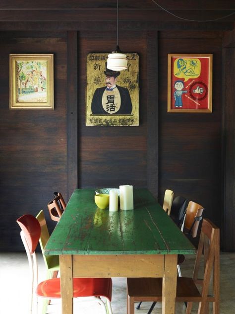 James Russell, Street House, Green Table, Eclectic Home, House Stuff, House Inspiration, Kitchen Dining Room, Glass Wall, Table Design