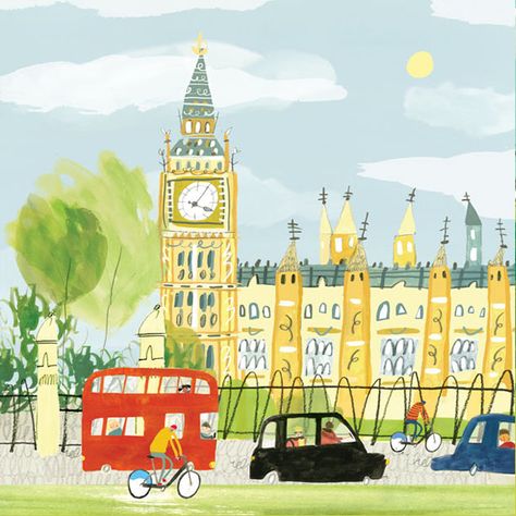 London! London Drawing, London Illustration, Big Ben London, City Illustration, Travel Illustration, Travel Wall Art, Childrens Illustrations, Children's Book Illustration, Favorite City