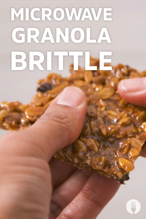 This Microwave Granola Brittle is a blast from the past 😍🤤 Microwave Granola Recipe, Microwave Peanut Brittle Easy, Pumpkin Brittle Recipe, Microwave Granola, Microwave Pecan Brittle, Nutty Granola Recipe, Cashew Brittle Recipe Microwave, Pumpkin Brittle, 3 Ingredient Desserts