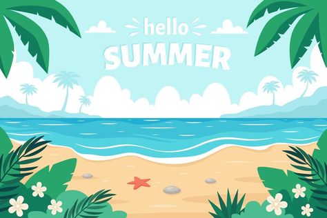 Beach Illustration Art, Children's Book Layout, Plants Vector, Beach Vector, Summer Sale Banner, Summer Banner, Beach Illustration, Church Stage Design, Stella Marina